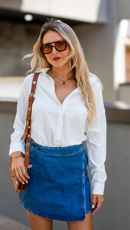 JILLIAN BUTTON UP SHIRT (WHITE)