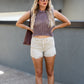 WILLOW DISTRESSED JEAN SHORTS (ASH MOCHA)