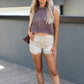 WILLOW DISTRESSED JEAN SHORTS (ASH MOCHA)