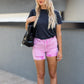 WILLOW DISTRESSED DENIM SHORTS (PINK)(BLACK)