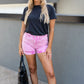 WILLOW DISTRESSED DENIM SHORTS (PINK)(BLACK)