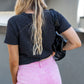 WILLOW DISTRESSED DENIM SHORTS (PINK)(BLACK)