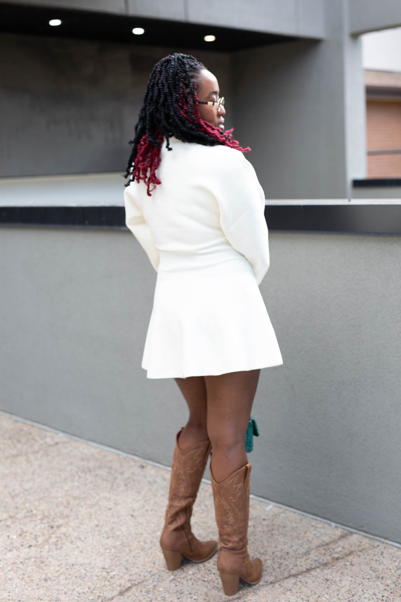 GENIVEVE FIT & FLARE SWEATER DRESS | IVORY | (BEST SELLER)