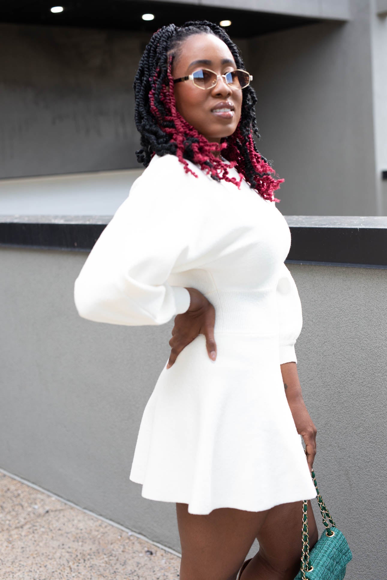 GENIVEVE FIT & FLARE SWEATER DRESS | IVORY | (BEST SELLER)