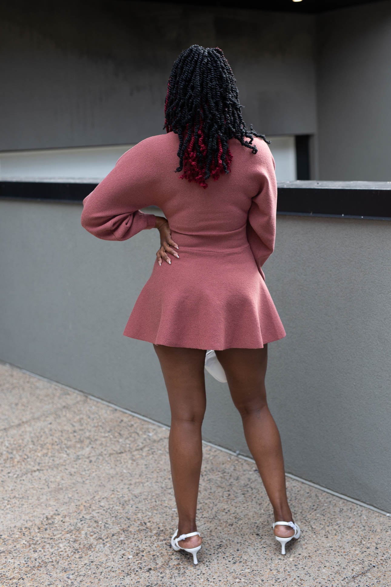 GENIVEVE FIT &amp; FLARE SWEATER MINI DRESS | RUST | (BEST SELLER)