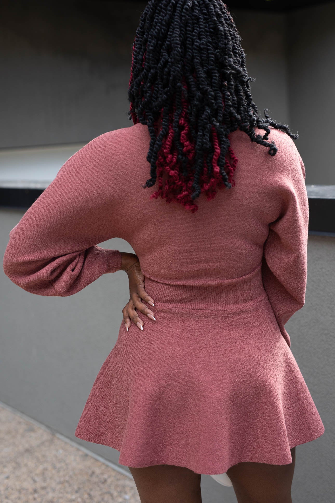 GENIVEVE FIT &amp; FLARE SWEATER MINI DRESS | RUST | (BEST SELLER)