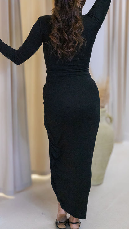 ASHLEY MAXI WRAP DRESS (BLACK)