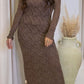SRIELLA LACE MAXI DRESS (BROWN)