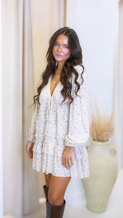 KRISTI MINI BABYDOLL DRESS (CREAM FLORAL)