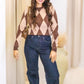 RILEY ARGYLE PATTERN SWEATER (BROWN/TAN)