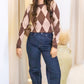 RILEY ARGYLE PATTERN SWEATER (BROWN/TAN)