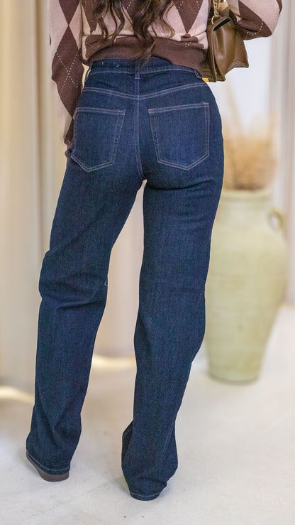 JUICY WIDE LEG JEANS (DARK WASH) | ONLY