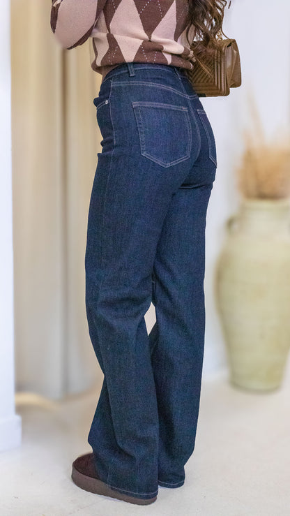 JUICY WIDE LEG JEANS (DARK WASH) | ONLY