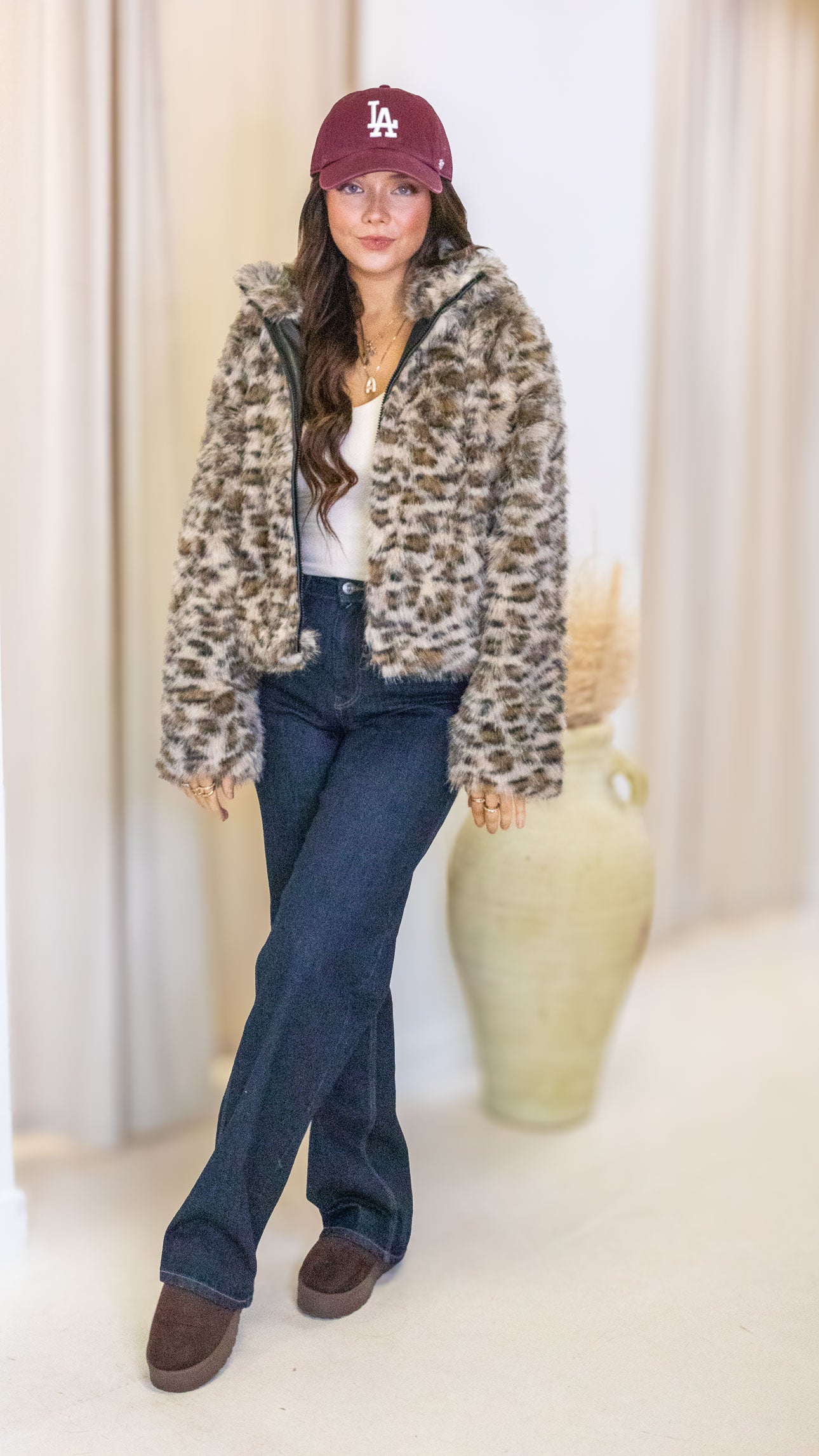 JENNIFER FUR JACKET ANIMAL PRINT