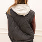 QUILTED HOODED VEST (BLACK)