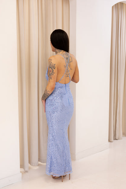 NEW PAYTON PLUNGE SEQUIN MAXI DRESS (BLUE)