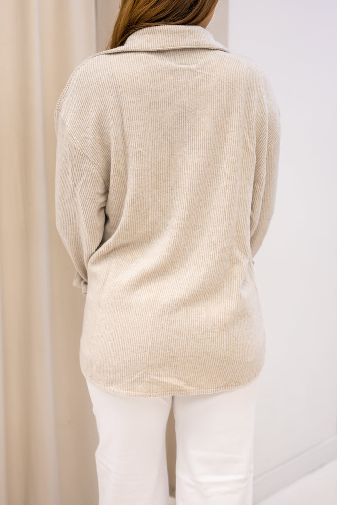 NEW ROSIE RIBBED SHACKET (OATMEAL) | BEST SELLER