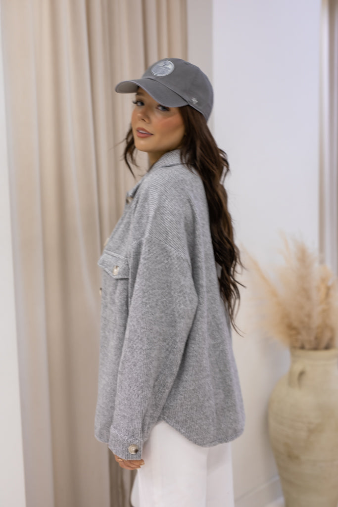NEW ROSIE RIBBED SHACKET (GREY) | BEST SELLER