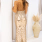 NEW BANJUL SEQUIN DEEP V-NECK MAXI GOWN (NUDE)