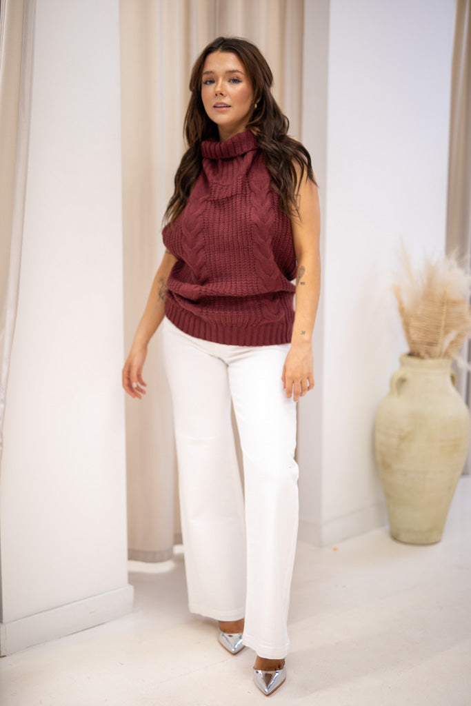 NEW MARGOT CABLE KNIT TOP (BURGUNDY)