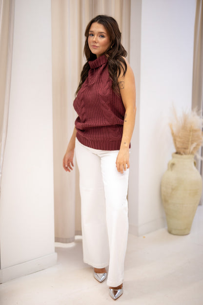 NEW MARGOT CABLE KNIT TOP (BURGUNDY)