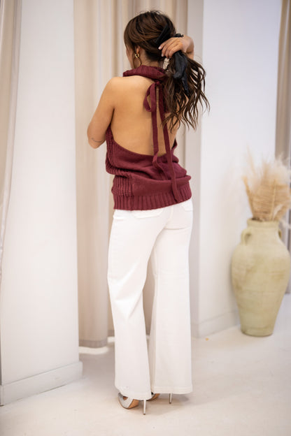NEW MARGOT CABLE KNIT TOP (BURGUNDY)