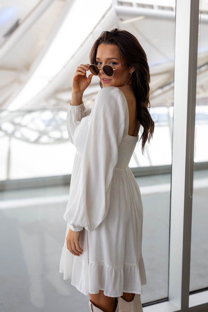 NEW TAYA BABYDOLL MINI DRESS (WHITE) | BEST SELLER