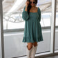 NEW TAYA BABYDOLL MINI DRESS (SAGE GREEN) | BEST SELLER