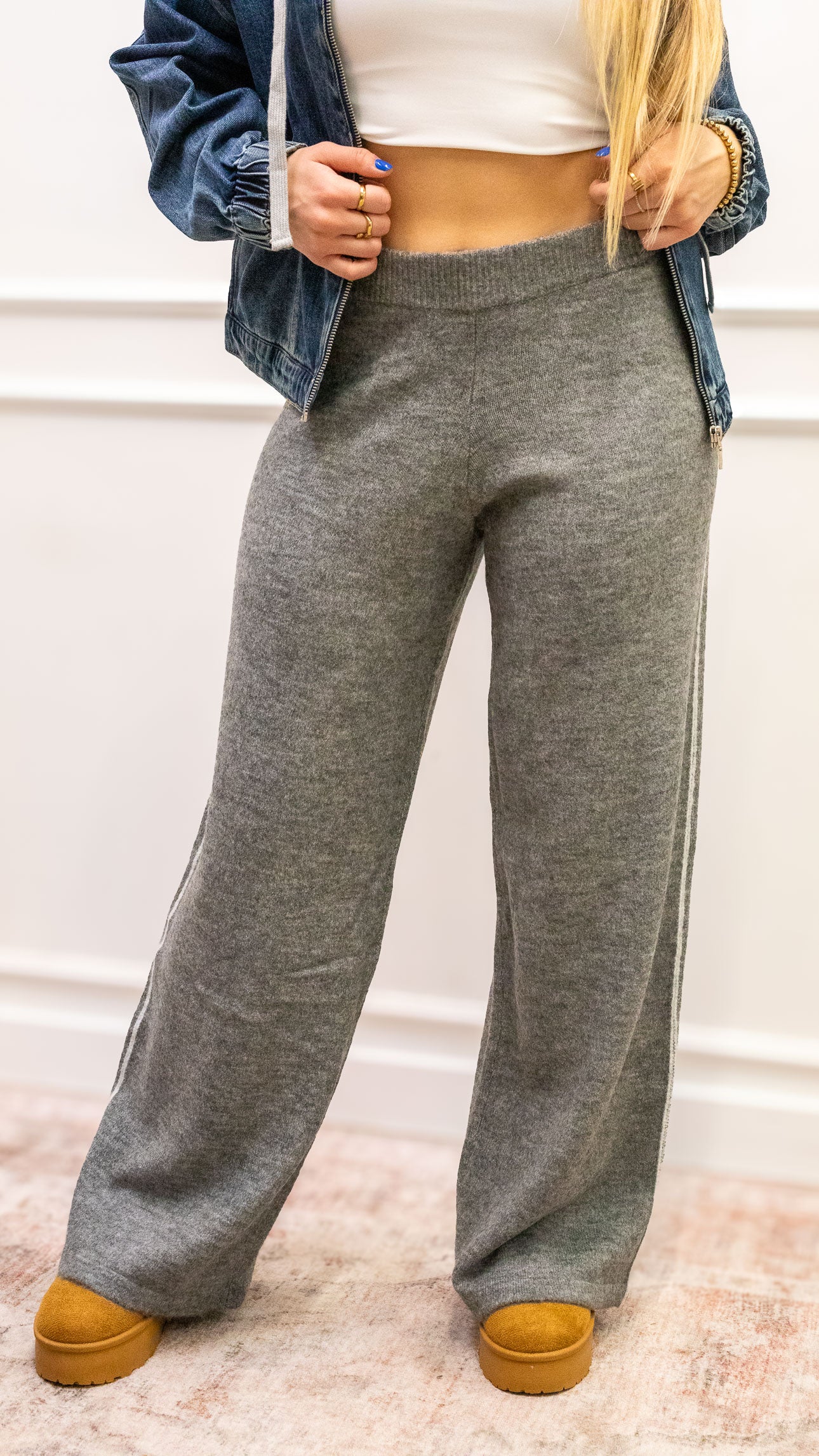 SKYLAR KNIT PANTS | STRIPE SIDE (ONLY)