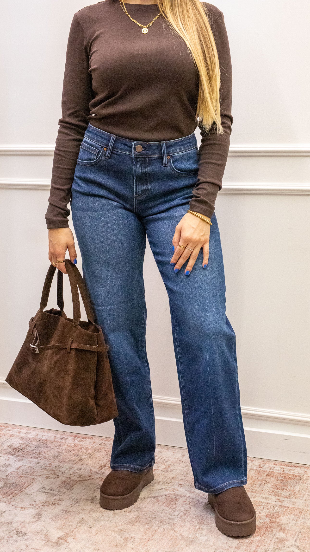 TONI WIDE LEG BAGGY DARK WASH JEAN (RISEN)