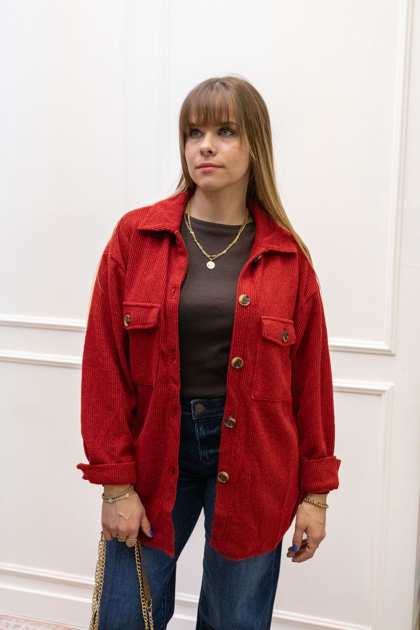 ROSIE RIBBED SHACKET | RED (BEST SELLER)