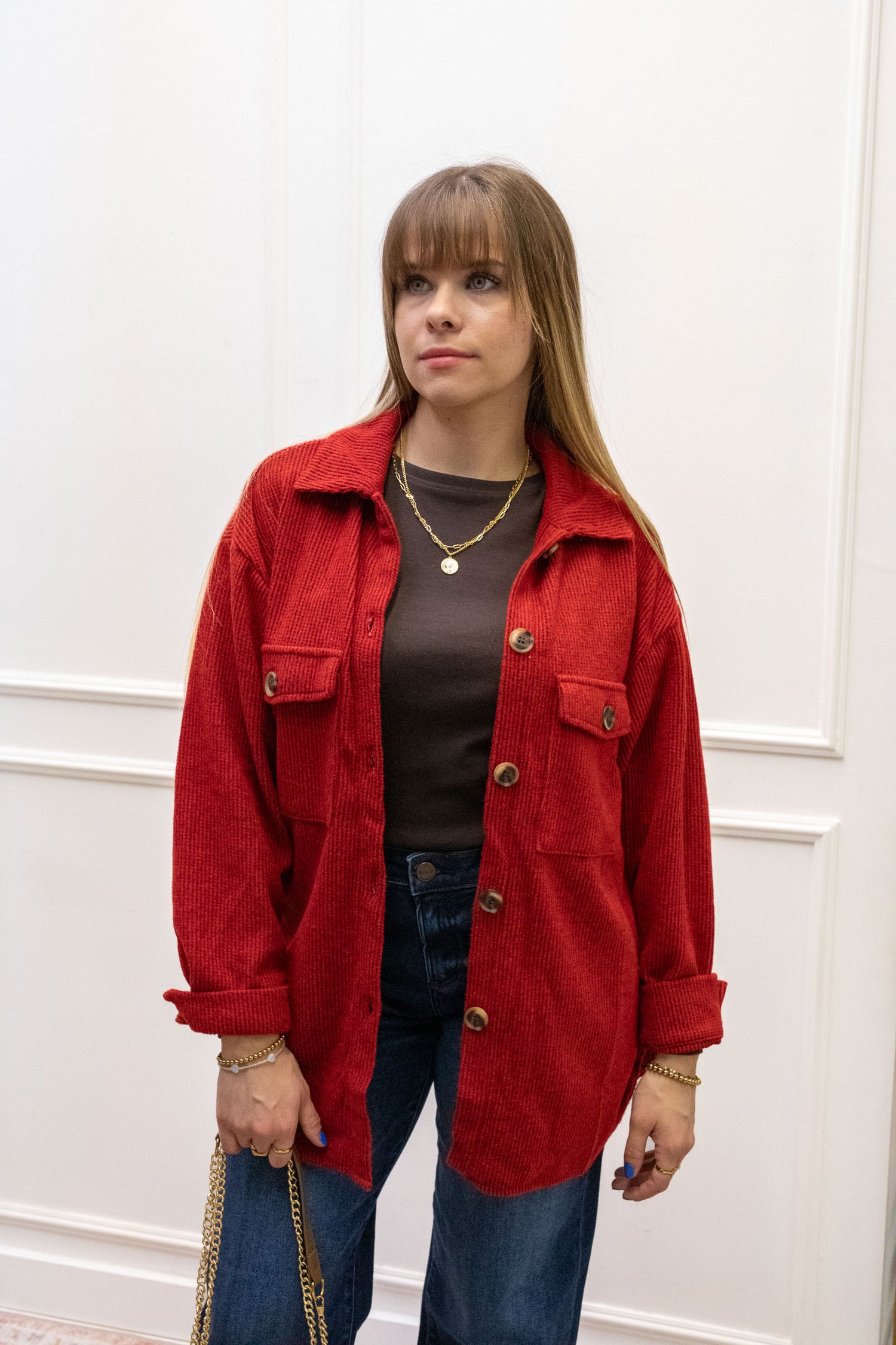 ROSIE RIBBED SHACKET | RED (BEST SELLER)