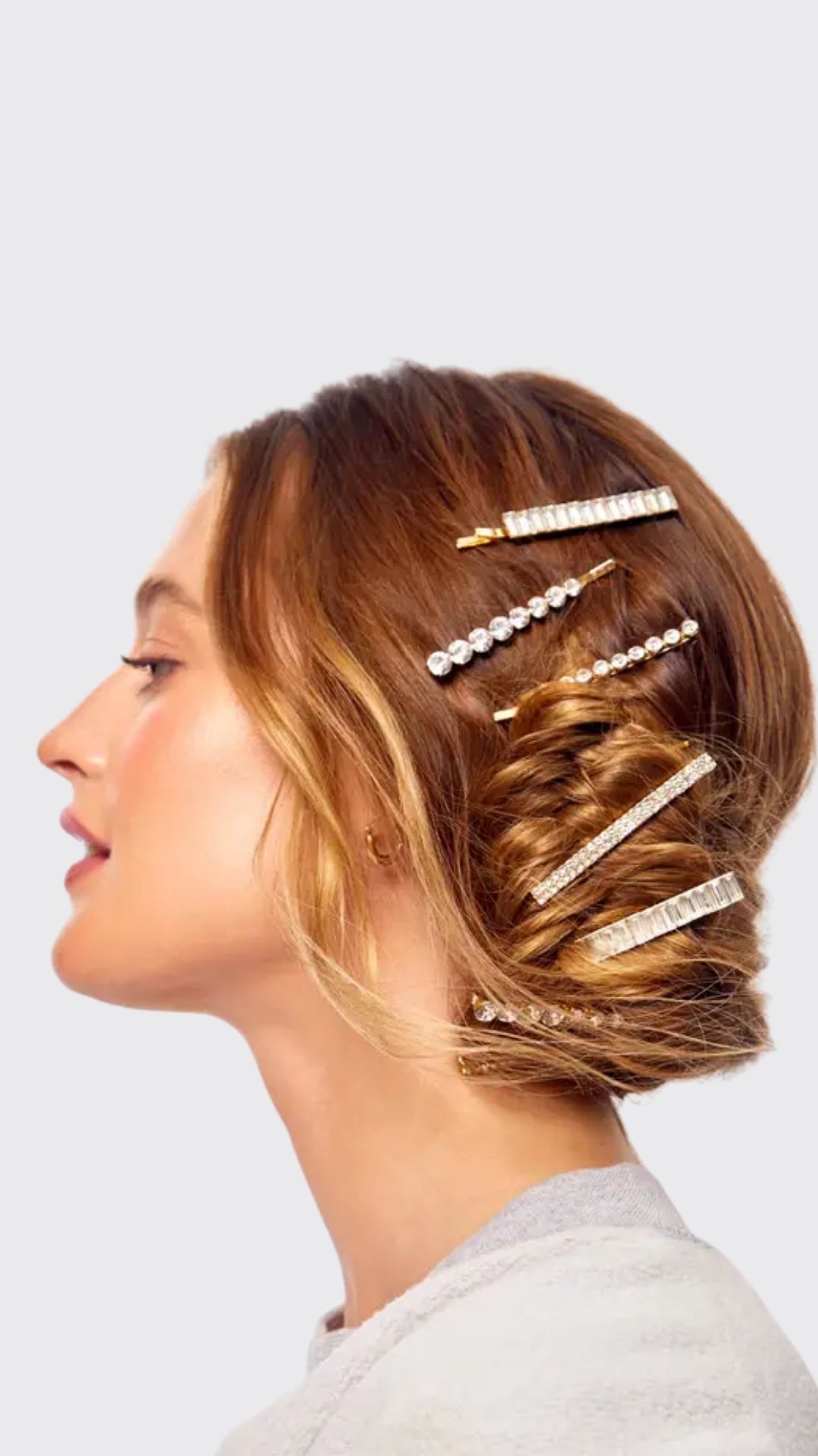 METAL RHINESTONE ASSORTED BOBBY PINS 4PC SET - GOLD | KITSCH