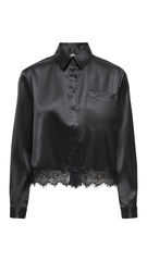 LINDONA SATIN LACE SHIRT (BLACK)