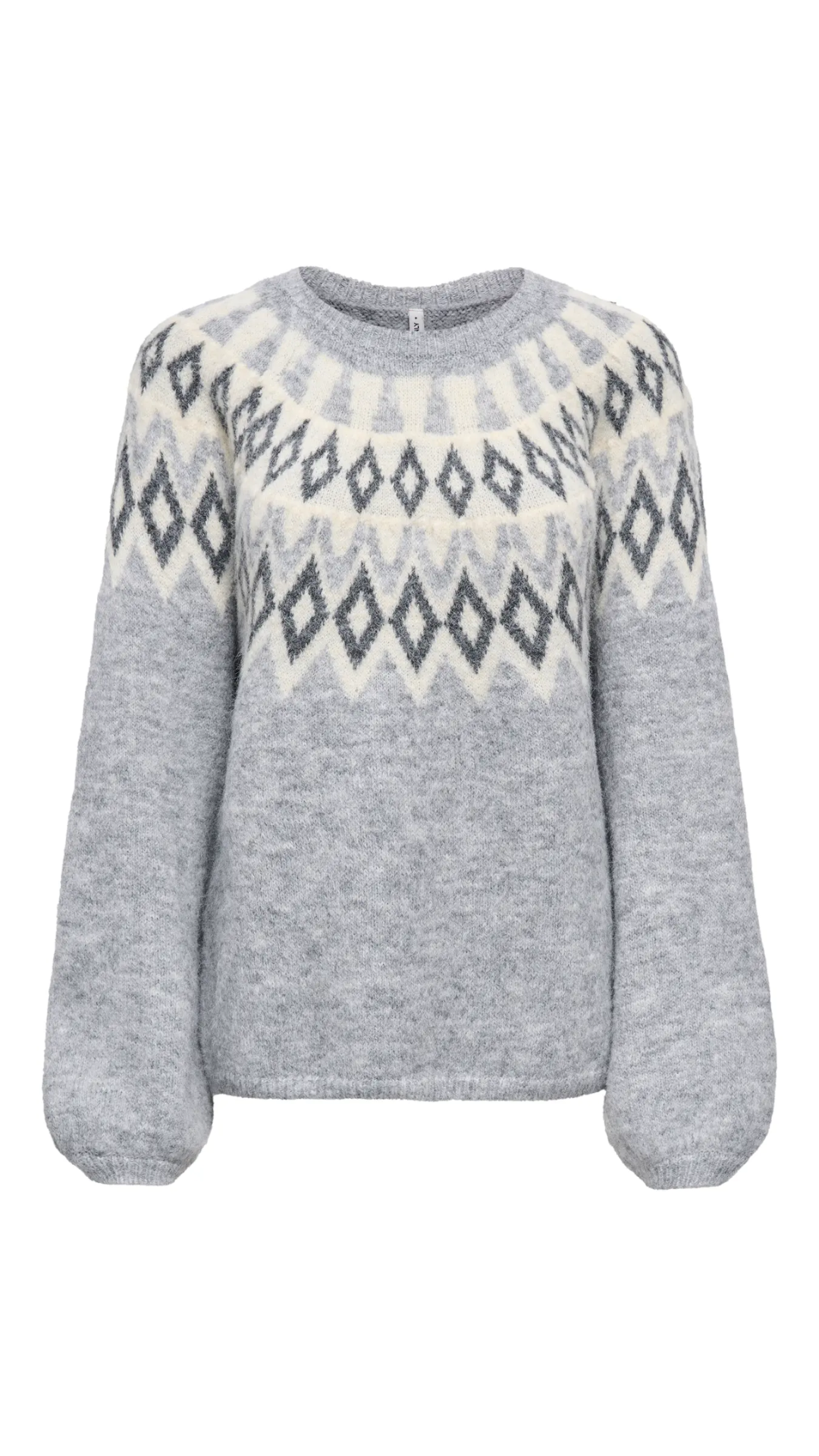 REYKJA  FAIR ISLE O-NECK (GREY) | ONLY