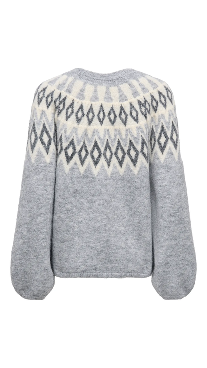 REYKJA  FAIR ISLE O-NECK (GREY) | ONLY