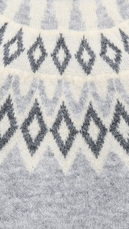 REYKJA  FAIR ISLE O-NECK (GREY) | ONLY