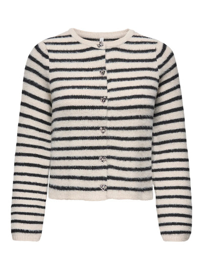 KERRY PIUMO BUTTON STRIPED CARDIGAN  | ONLY