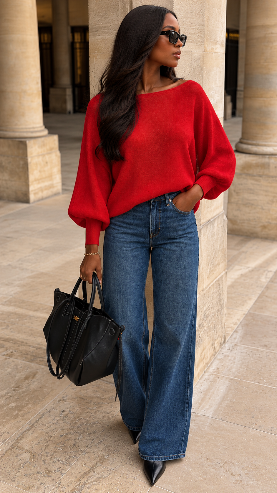 KALIZZA BATWING PULLOVER - Crimson - Red