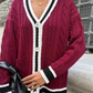 CLARET BUTTON UP CARDIGAN (BURGUNDY)