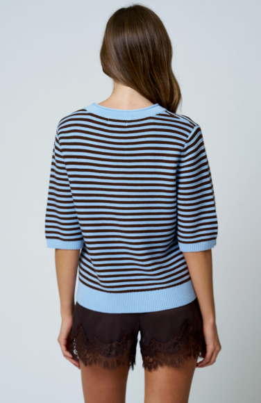 FREYA STRIPED KNIT T-SHIRT SWEATER