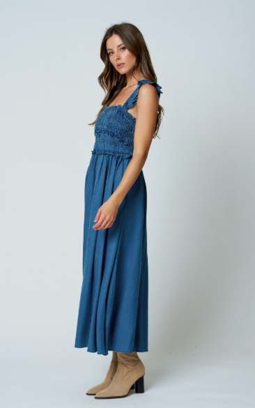 SKARLA DENIM MIDI DRESS