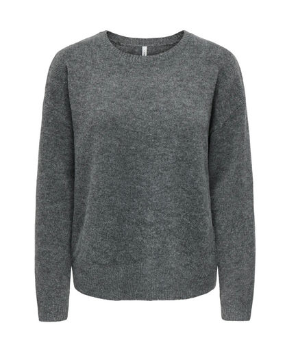OLIVIA CREW NECK SWEATER | ONLY (CHARCOAL)