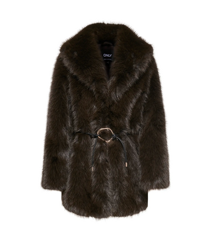 SHARON FAUX FUR BELT COAT (ONLY)