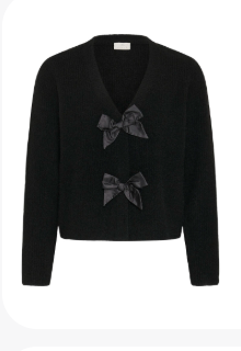 KAMYA KNIT CARDIGAN -BLACK DEEP -BOW