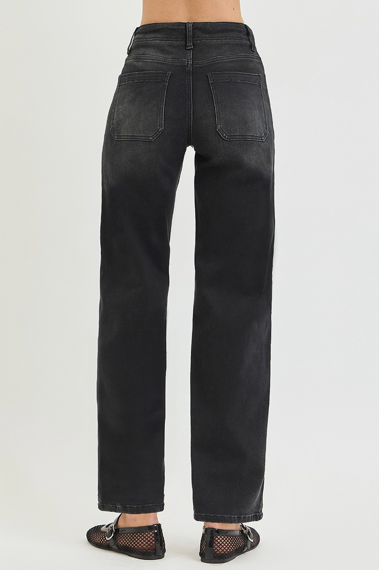 SLOANE HIGH-RISE, WIDE LEG WITH DRAWSTRING | WASHED BLACK | RISEN