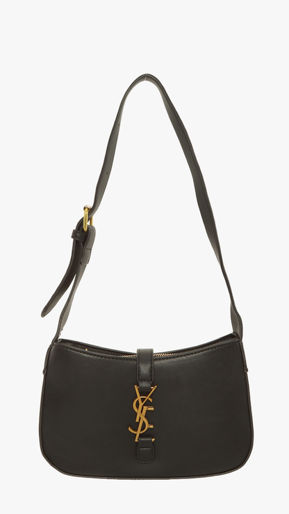 SLEEK MONOGRAM CRESCENT BAG (BLACK)