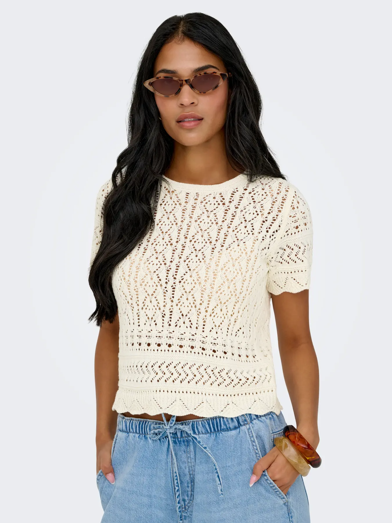 ONLELKE LIFE SS STRUCTUR O-NECK KNT NOOS | ONLY