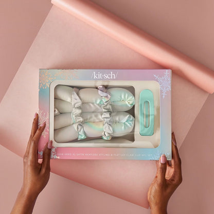 HOLIDAY XL SATIN HEATLESS STYLING &amp; FLAT LAY CLAW 4PC SET | KITSCH