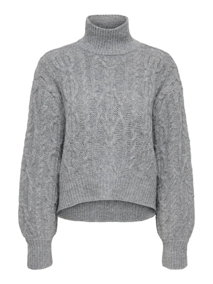 HILDE CABLE KNIT SHORT CABLE (GREY)
